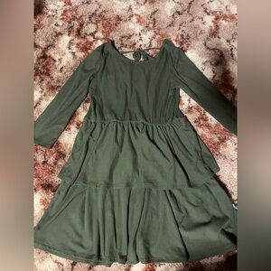 Epic Threads Olive Green Ribbed Tiered Dress